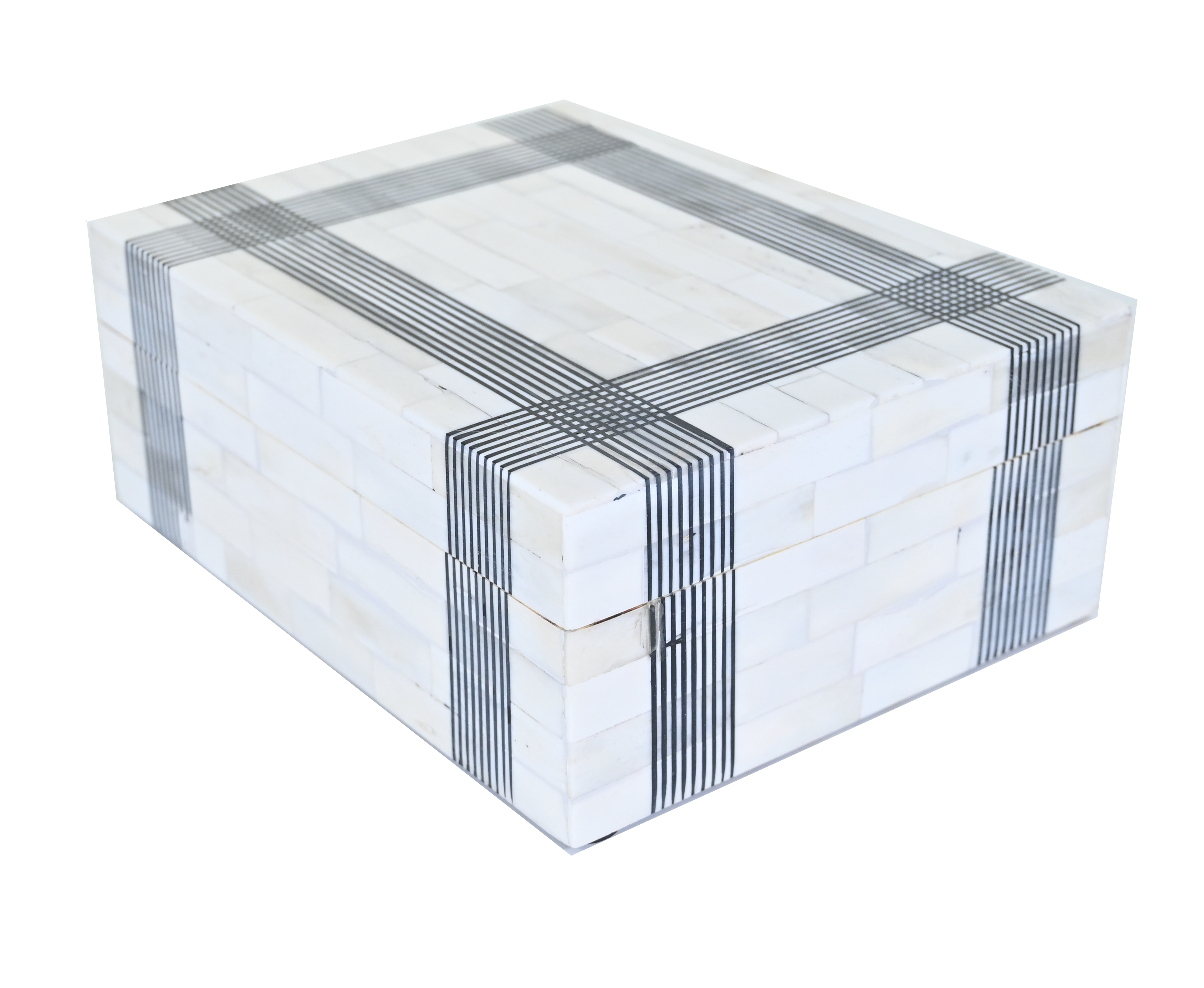 Decorative Box - Bone with Black Details – Hugo's Interiors