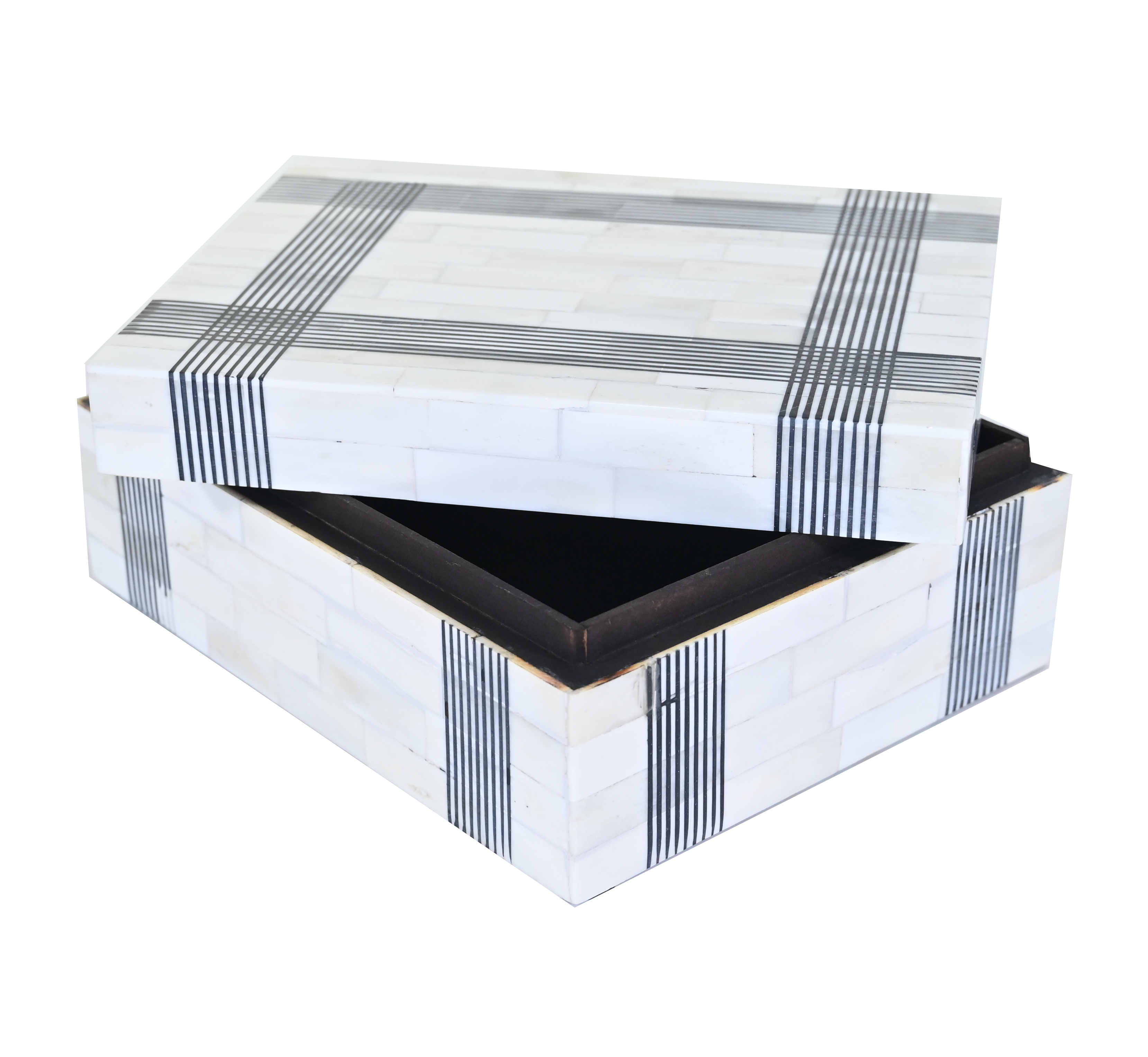 Decorative Box - Bone with Black Details – Hugo's Interiors